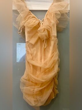 BRAND NEW Peach Ruffled Tulle Mini Dress Size JM